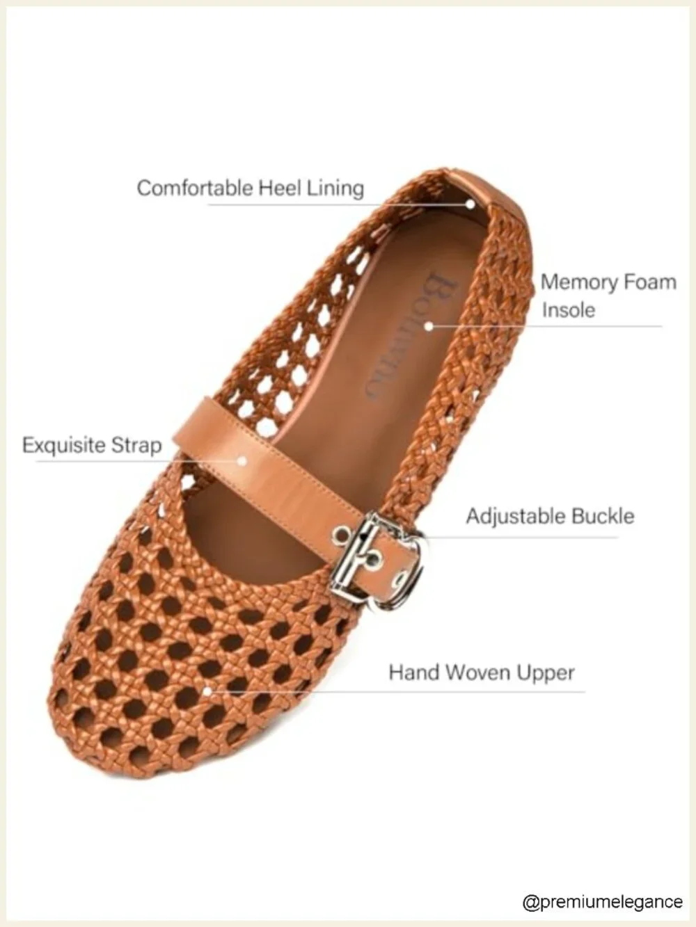 Woven Mesh Ballet Flats Mary Jane Round Toe Buckle Strap Comfortable Casual